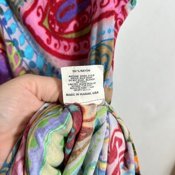 Jams World Just for Fun Dress M Paisley Quartz Colorful Watercolor Beachy Rayon - Picture 8 of 8